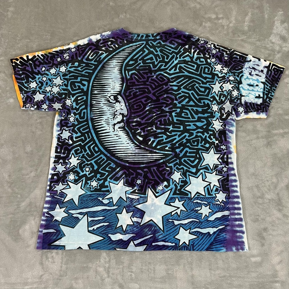 Vintage Liquid Blue Shirt Mens XL Multicolor Sun Moon Celestial Graphic 1992 90s - Picture 7 of 9